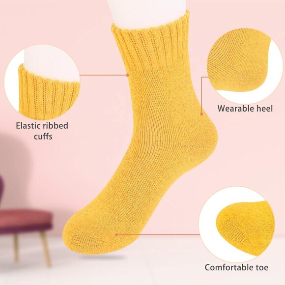 Green Kaki Wool Socks for Women  5 Pairs Warm Cozy Winter Boot Socks Gift 5-10 - Picture 7 of 7